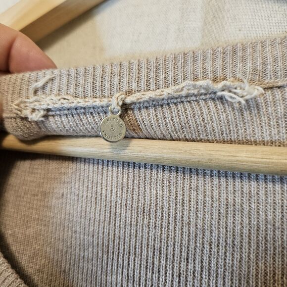 Anthropologie Knitted & Knotted Tan Beige Sweater Dress Silk Blend Medium - Picture 3 of 10